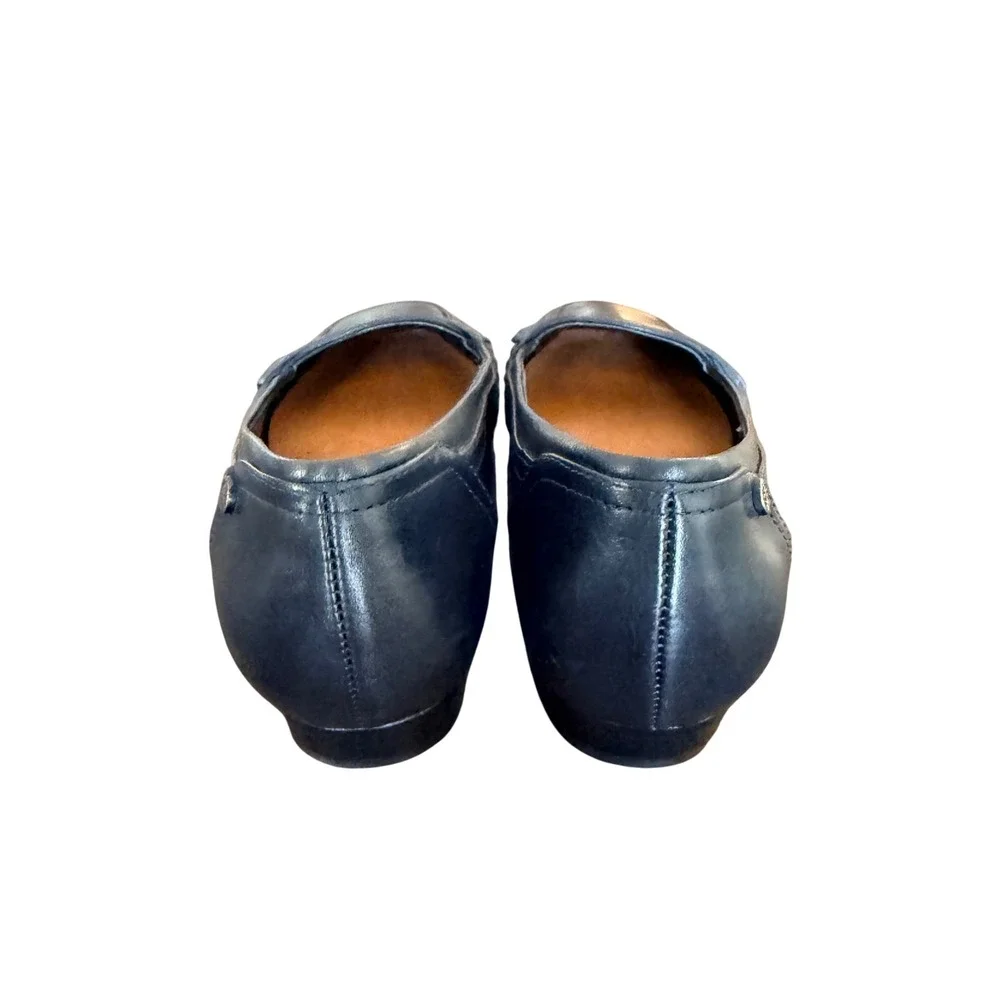 Antonio Melani Womens Black Leather Square Toe Penny Loafers Size 6.5M‎